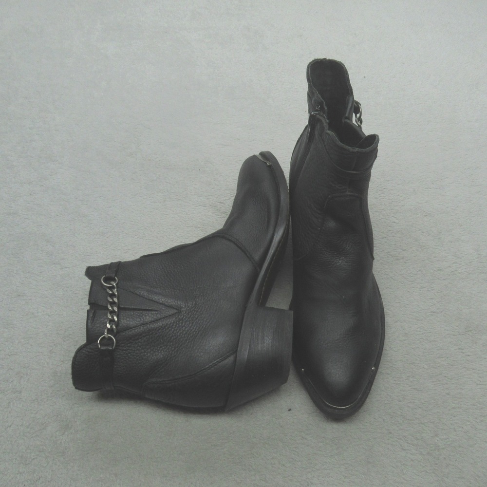 Durango Women 6.5M Ankle Boots 5" Black Leather Western Block Heel Moto Side Zip